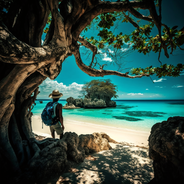 Meditation on a Jamaican Beach: Embrace inner peace amidst the serene beauty of Jamaica during a transformative psilocybin retreat.